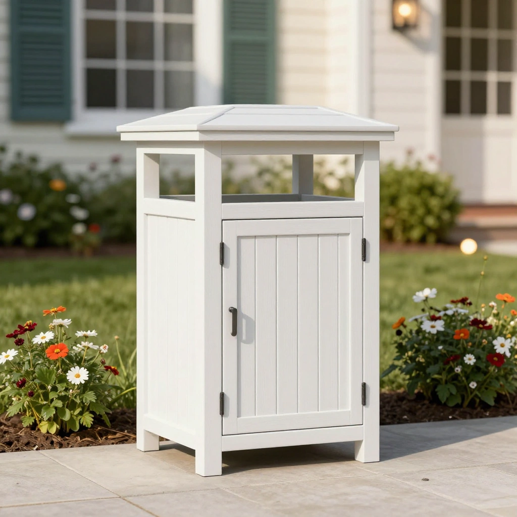 Decorative Garden Cabinet Trash Can Enclosure