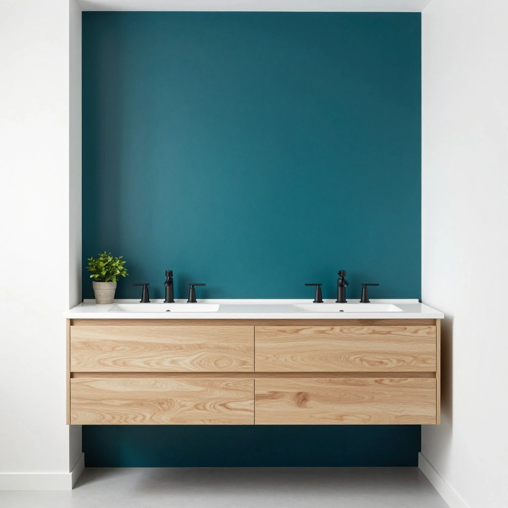 Deep Teal Blue Accent Wall
