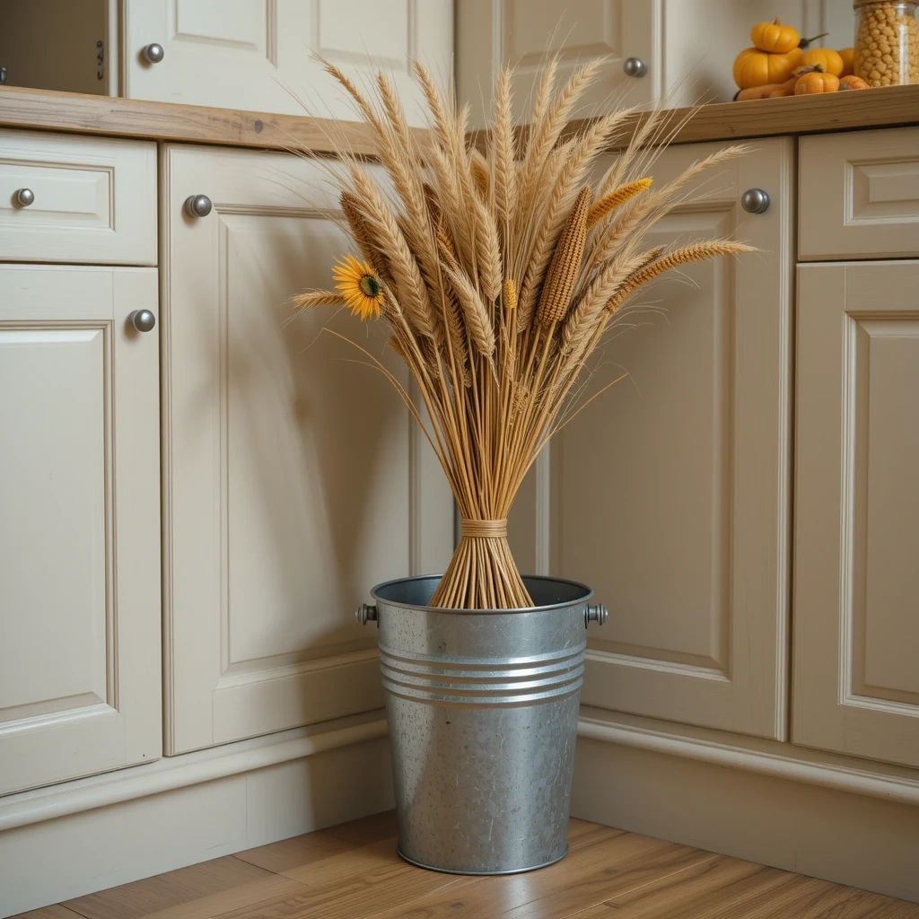 Dried Corn and Wheat Stalk Bundle Arrangement