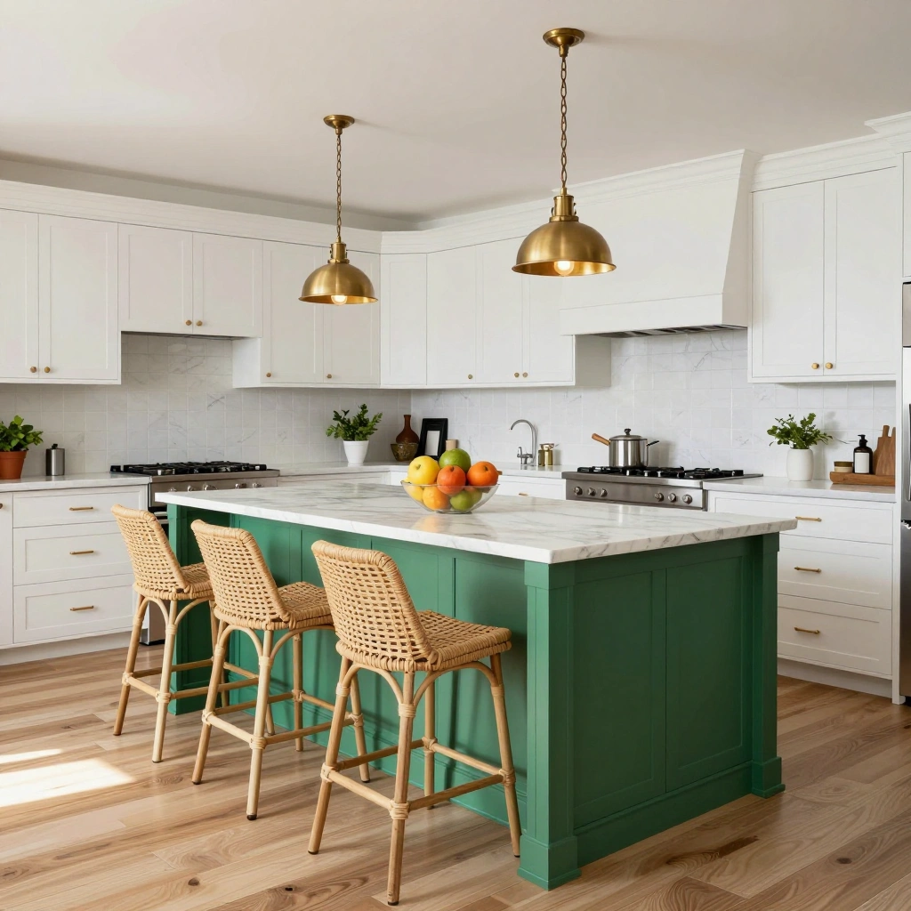 Emerald Green Kitchen Island: A Bold Statement Piece