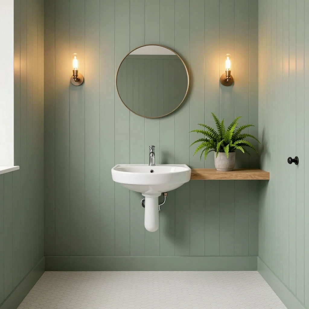 Floor-to-Ceiling Board and Batten in Soft Sage Green