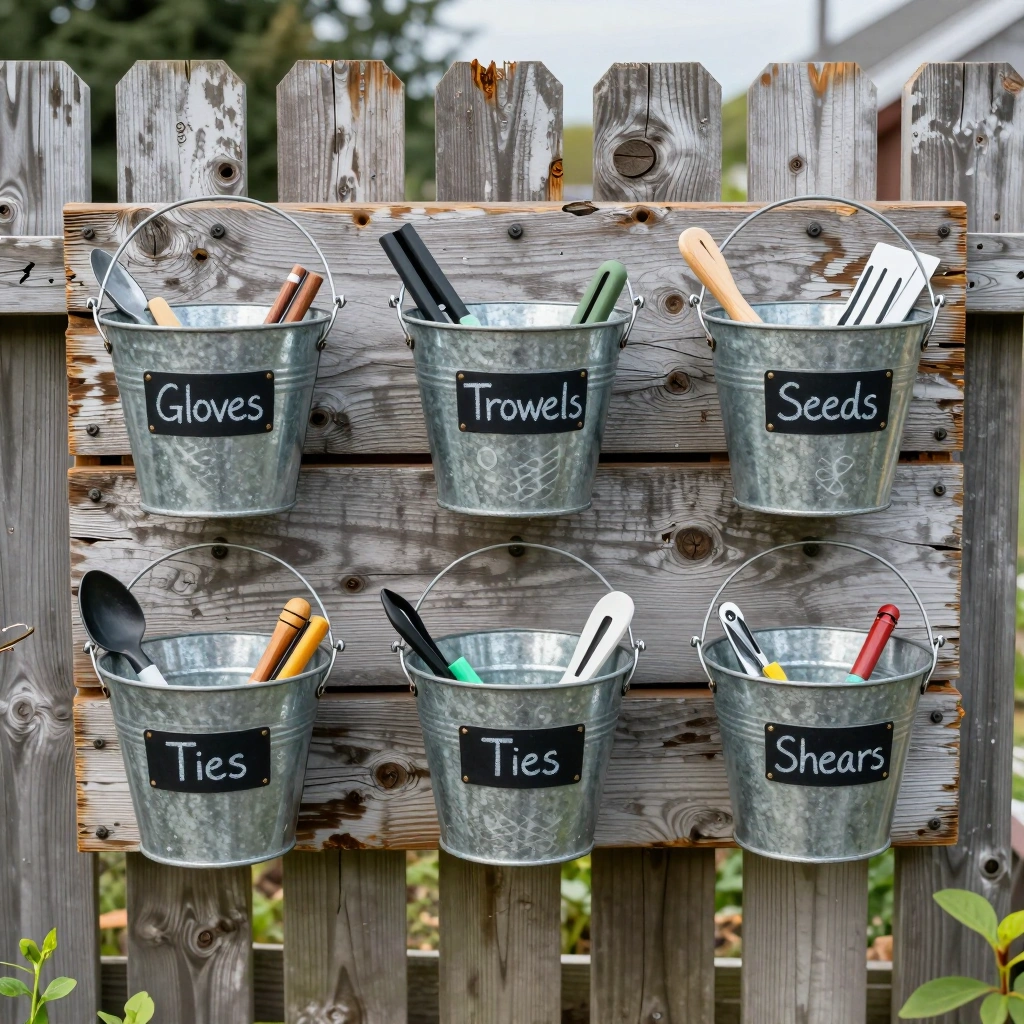 Galvanized Metal Bucket Wall Display

