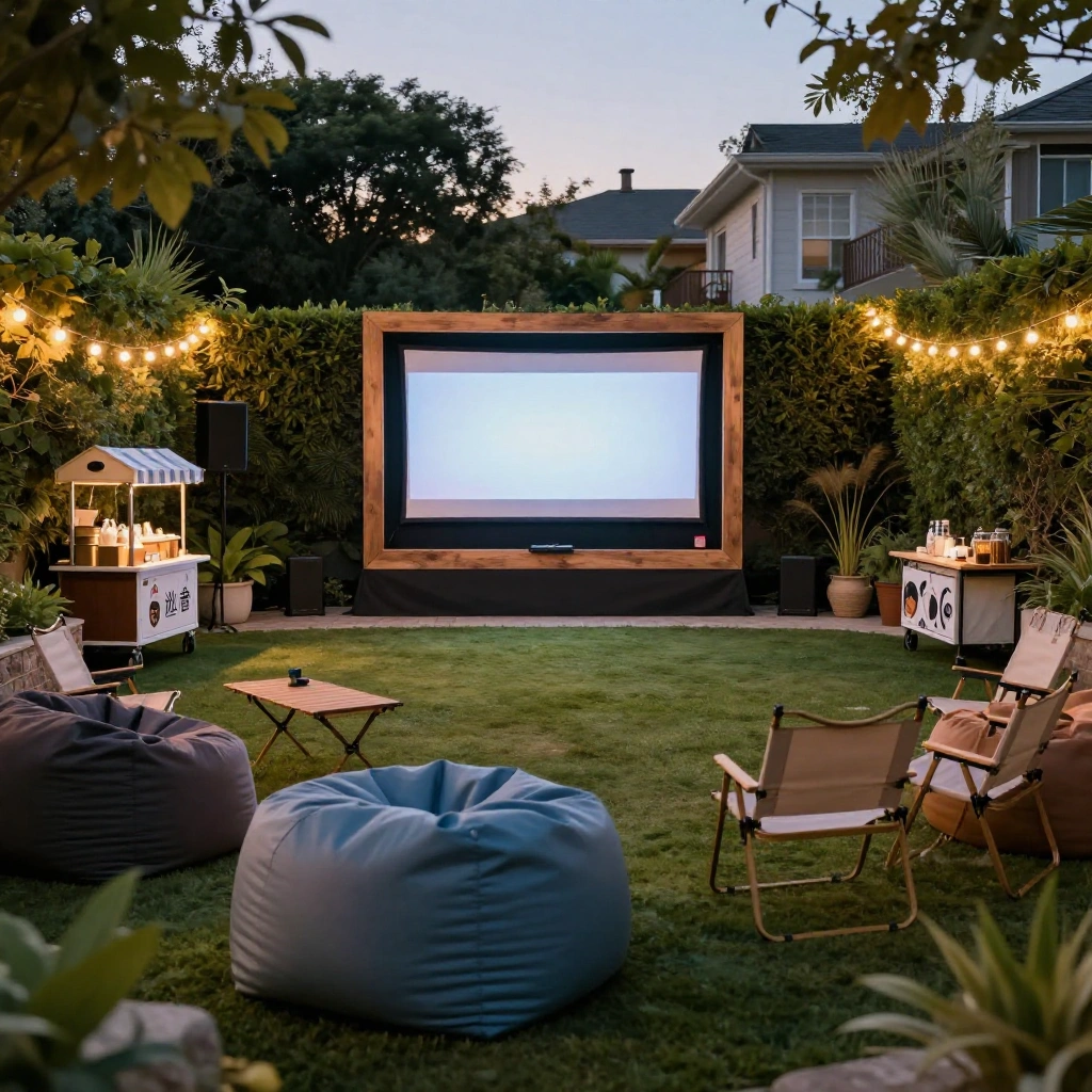 Garden Theater with Projector-Style TV Frame