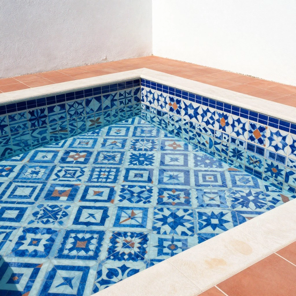 Geometric Patterned Encaustic-Style Tile