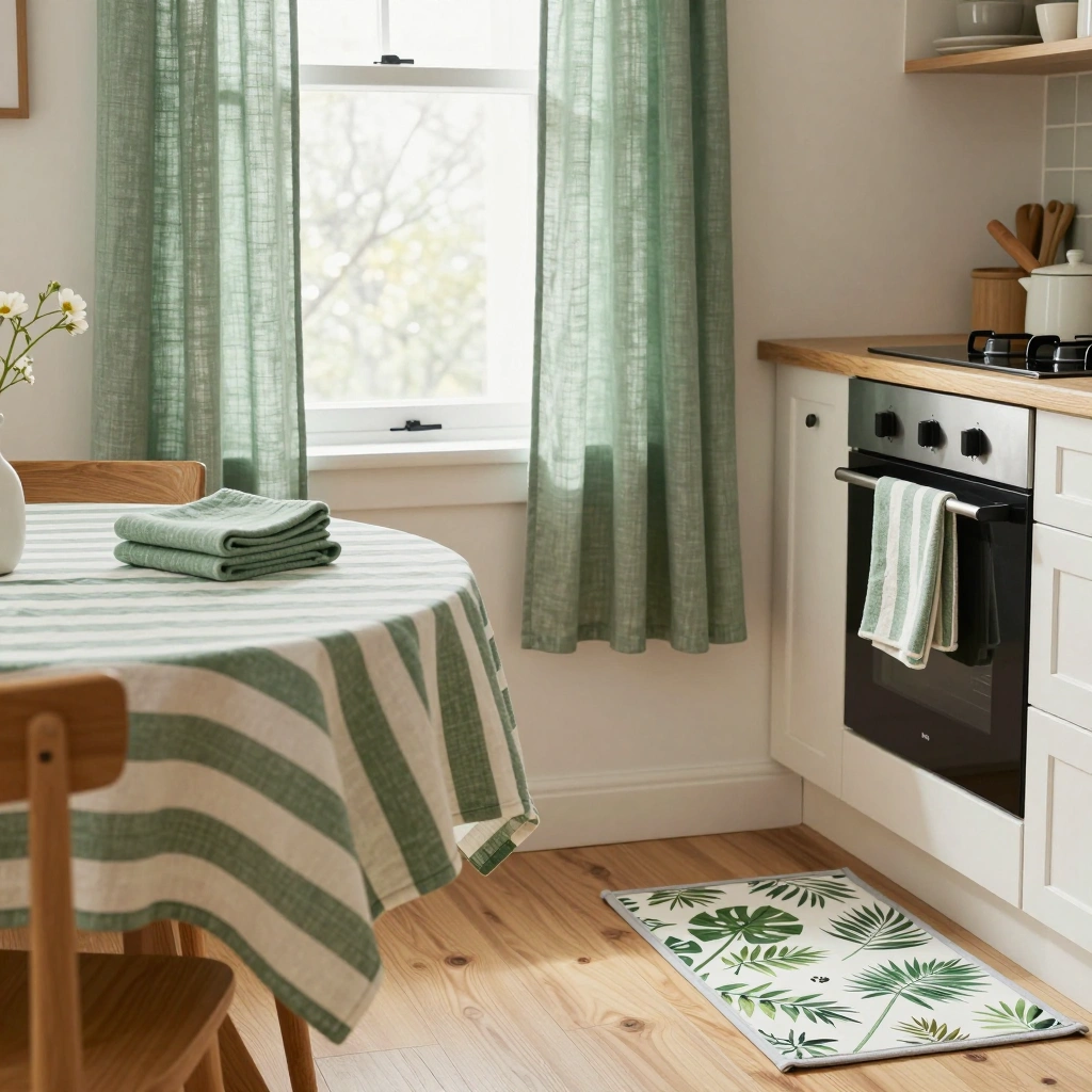 Green Kitchen Curtains & Textiles: Soft and Switchable