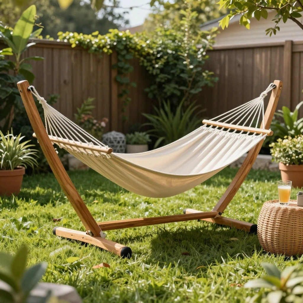 Hammock with Wooden Stand