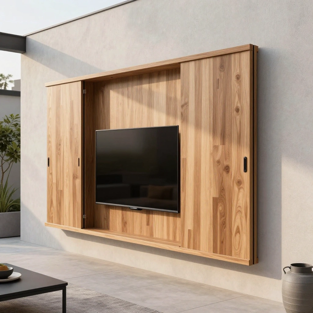 Hidden TV Behind Sliding Art Panel