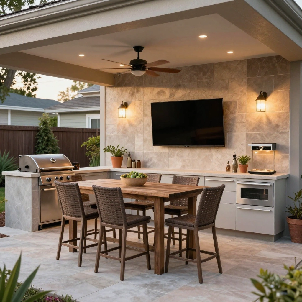 Kitchen-Adjacent Outdoor TV Nook