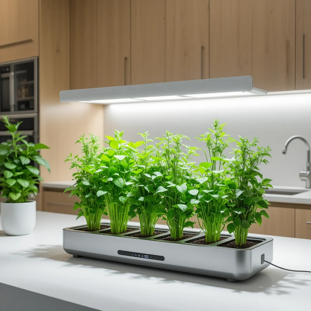 Kitchen Countertop Herb Garden With Grow Lights