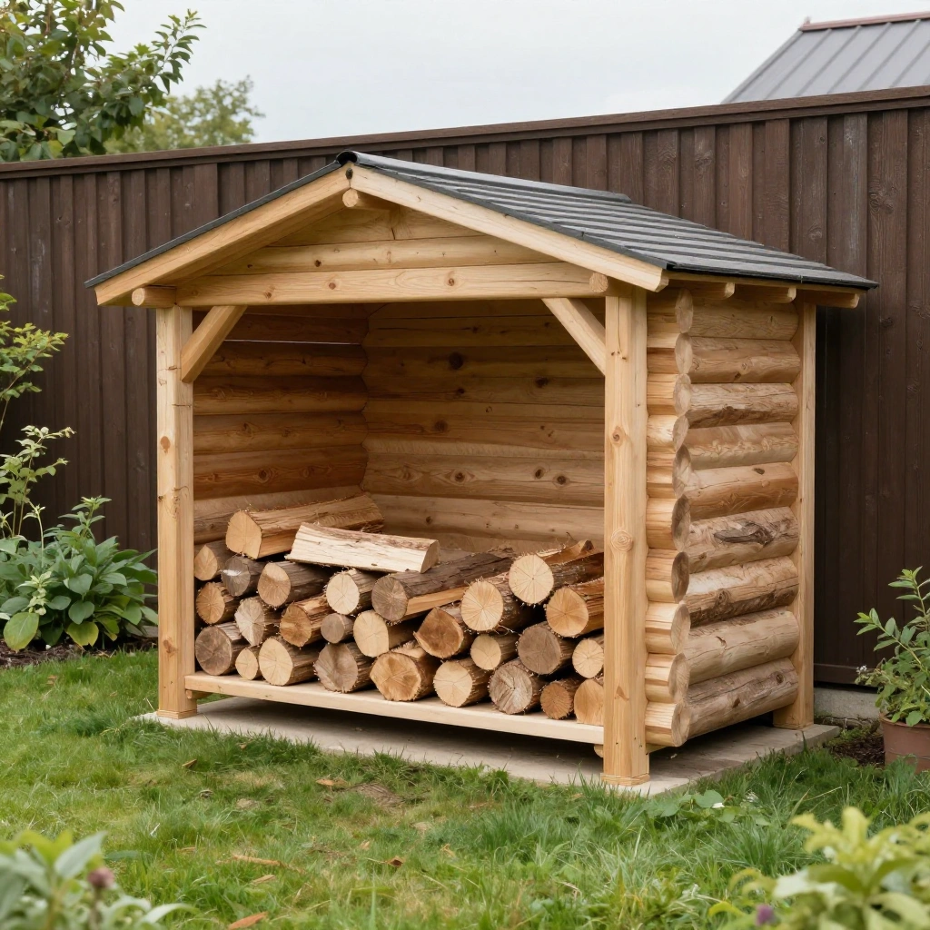 Lean-To Log Store Against the Fence
