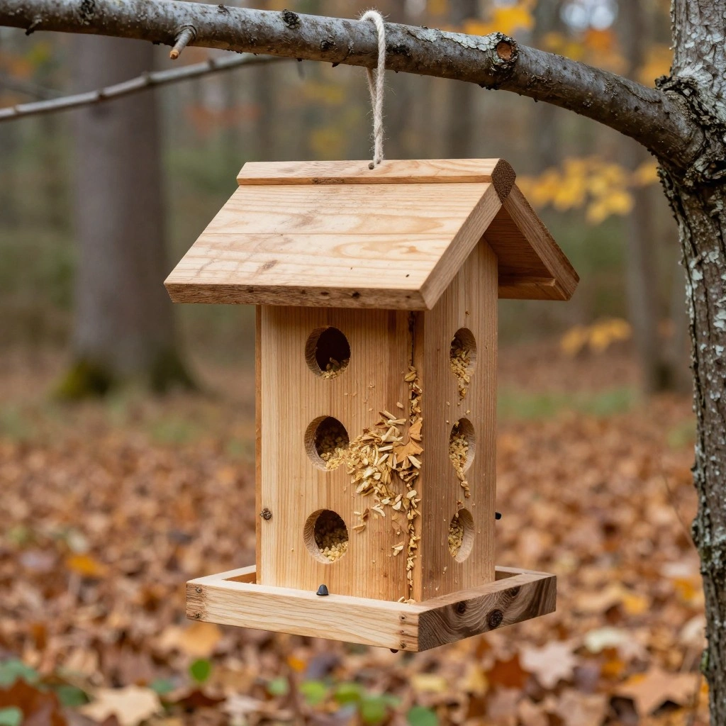 Log Feeder with Drilled Holes