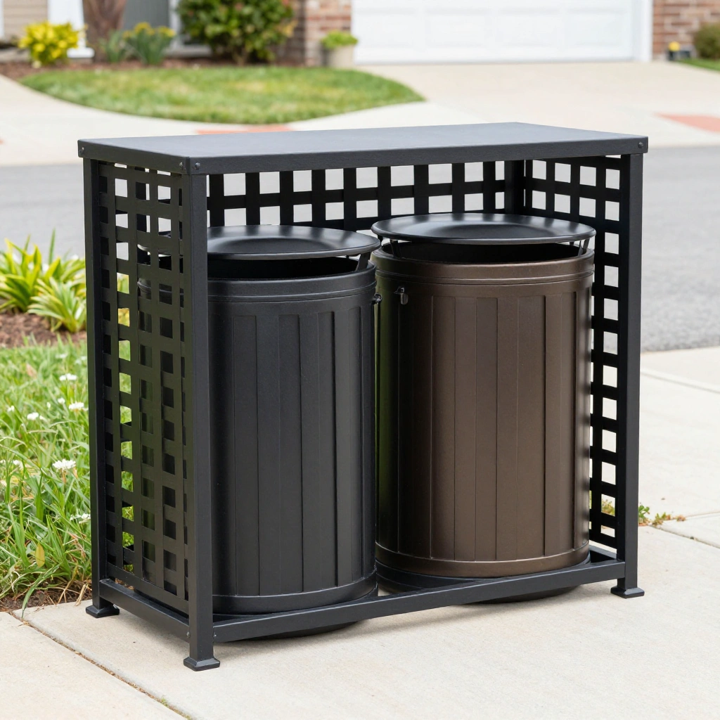 Metal Trash Can Screen with Lattice Panels