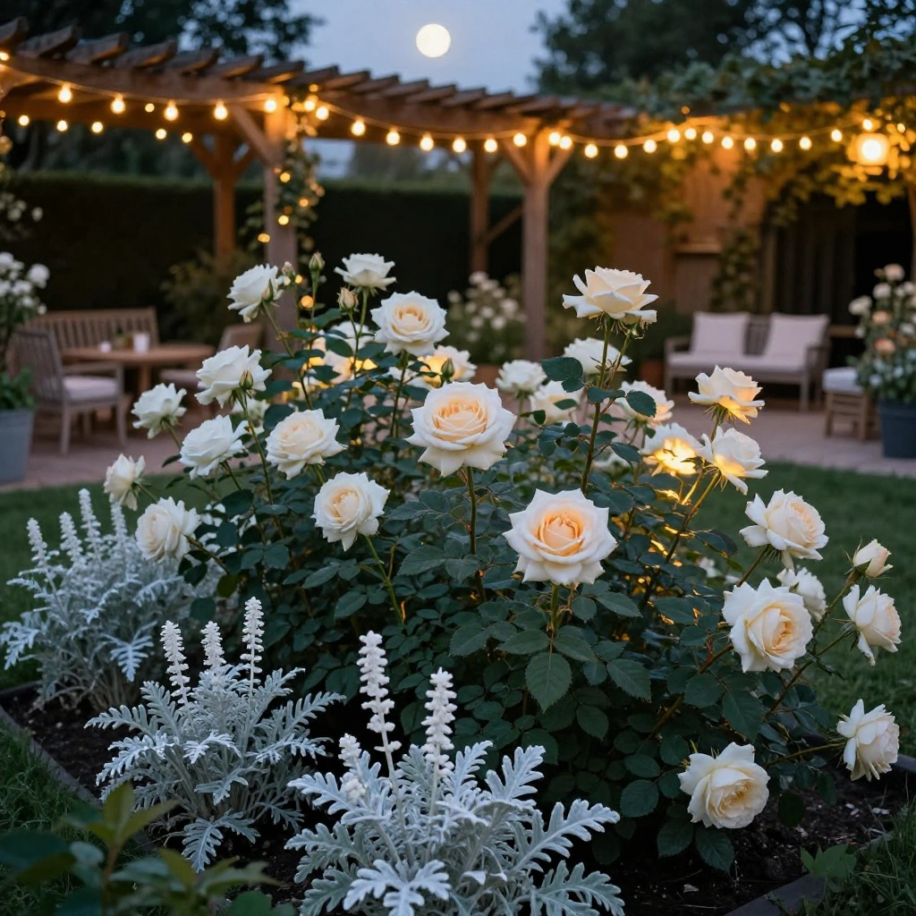 Moonlight White Rose Garden