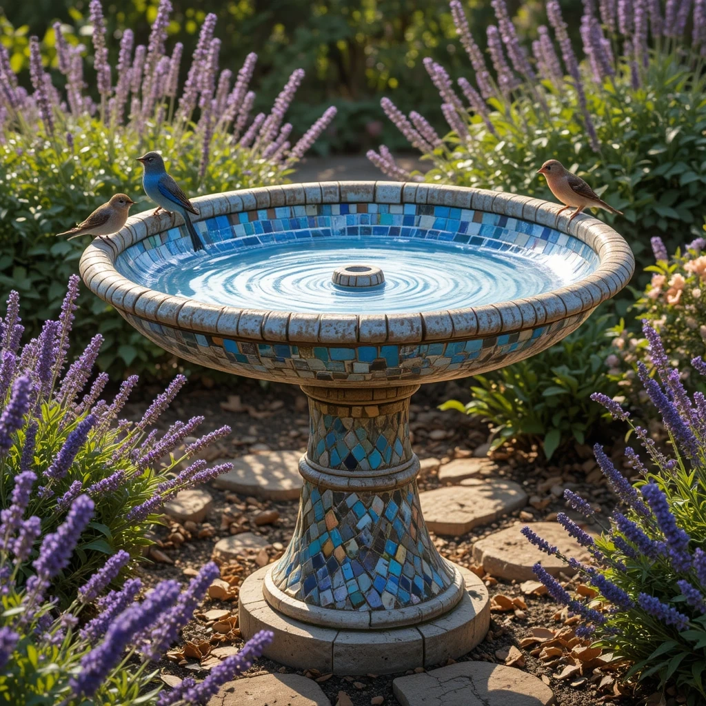 Mosaic Bird Bath