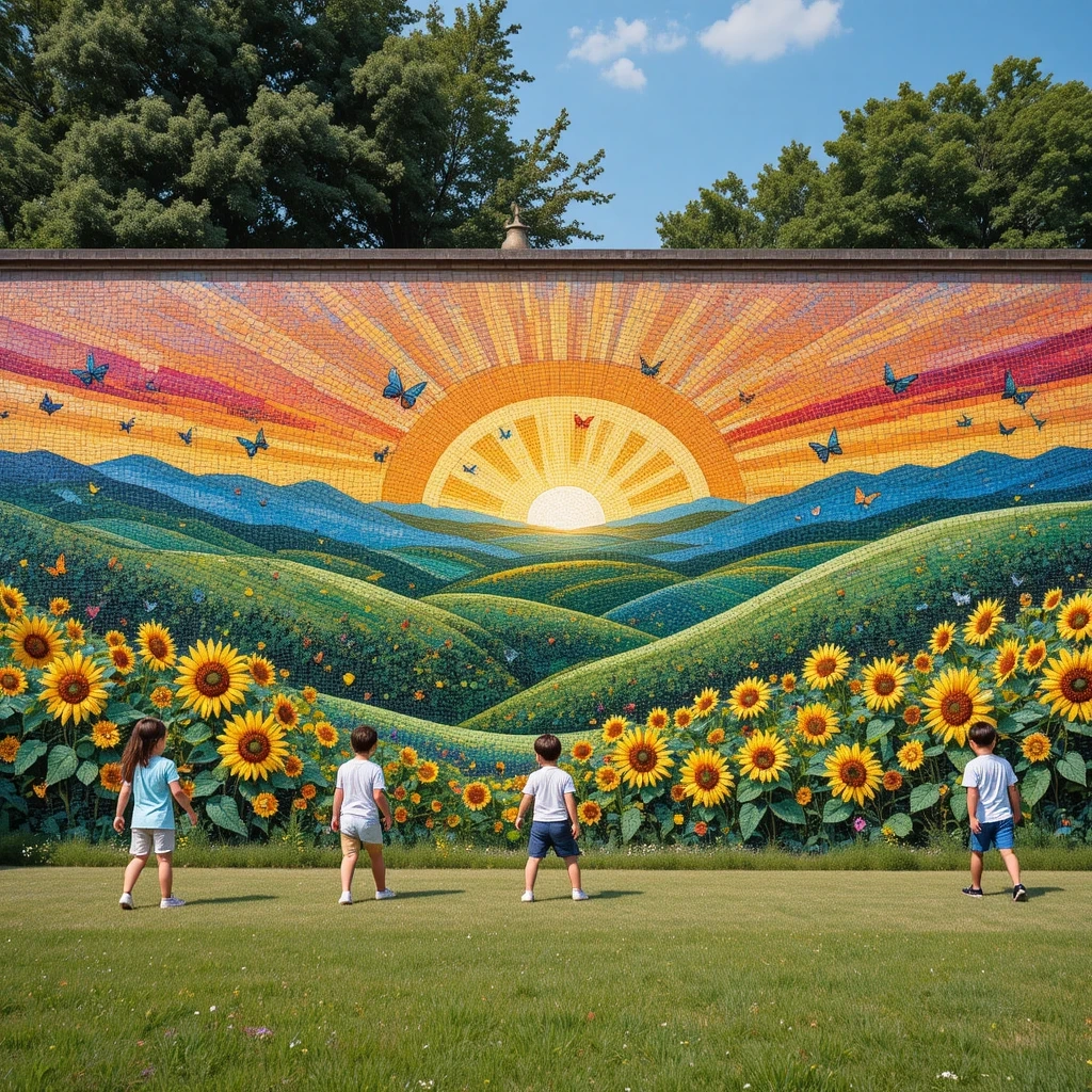 Mosaic Garden Wall Mural