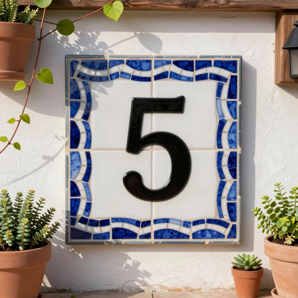 Mosaic House Number Sign
