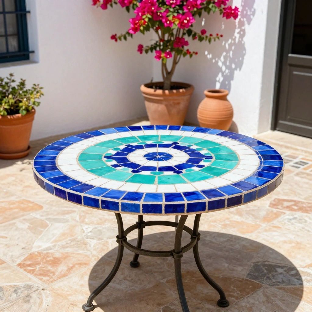 Mosaic Tile Outdoor Dining Table