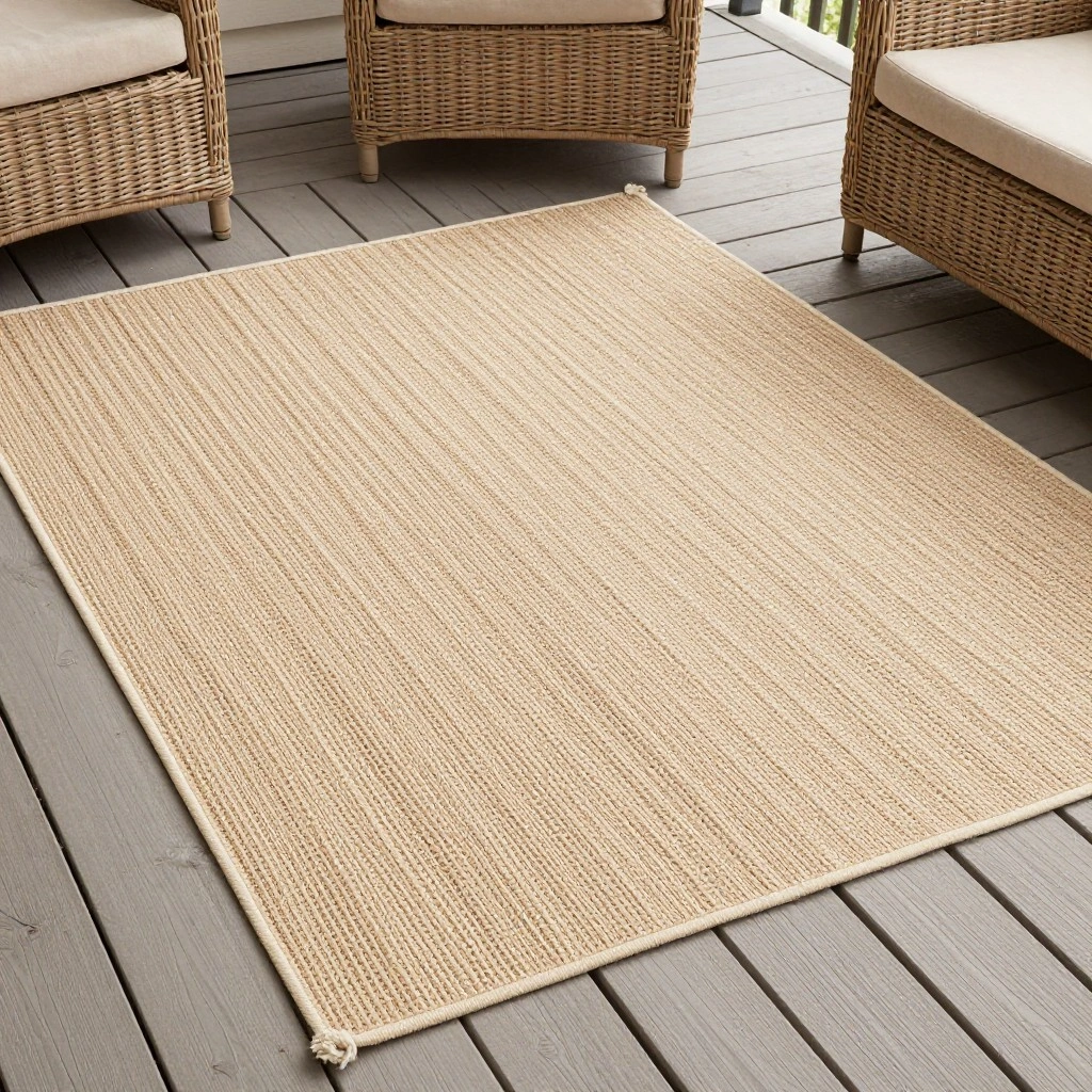 Natural Woven-Look Outdoor Rug