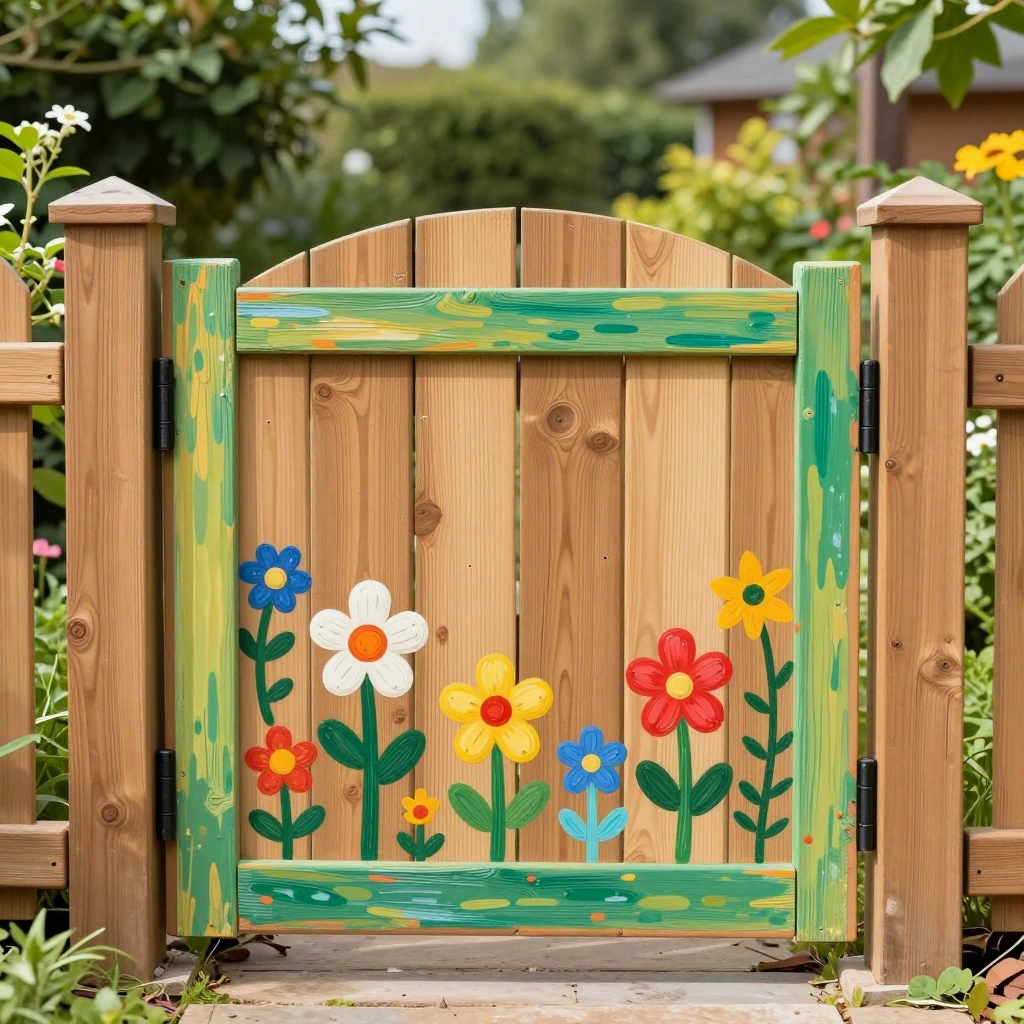 Painted Floral Mural Gate