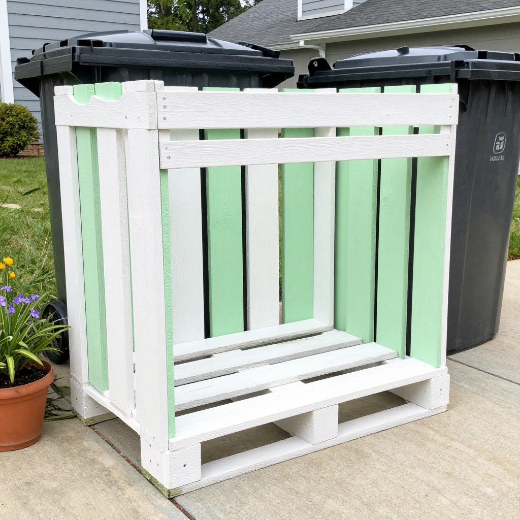 Painted Pallet Trash Can Screen