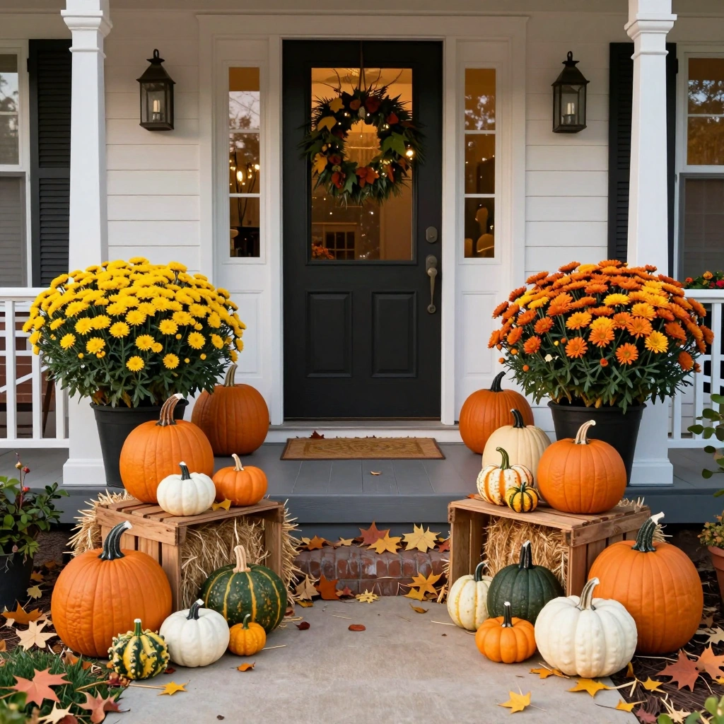 Porch Pumpkin Patch Display