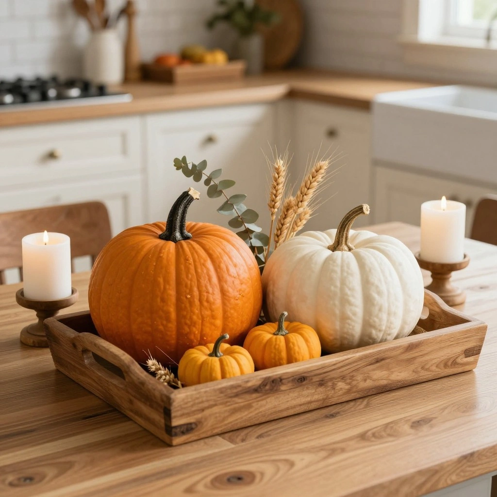 Pumpkin Centerpiece on the Kitchen Island