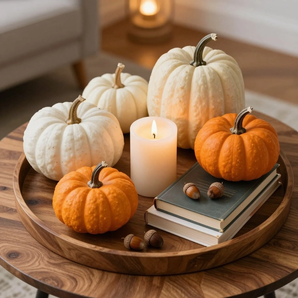 Pumpkin Vignette on the Coffee Table