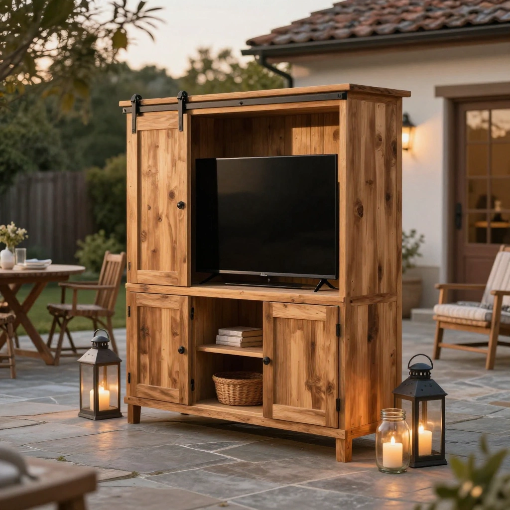 Rustic Wooden Cabinet TV Stand