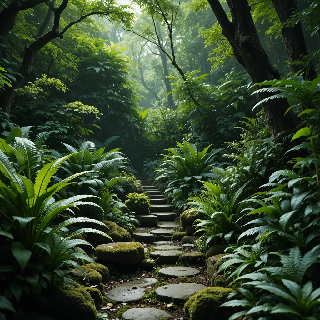 Shaded Fern and Foliage Garden