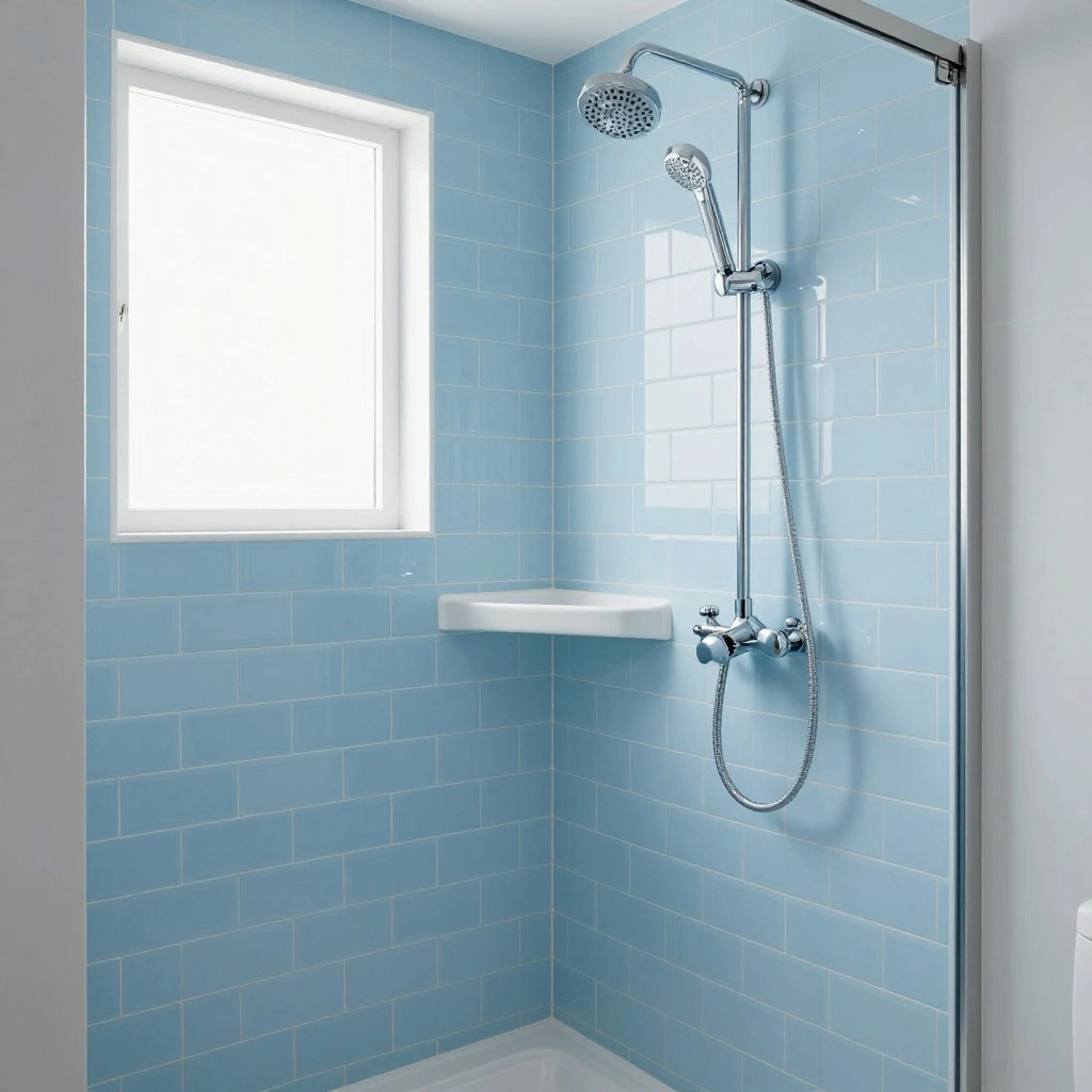 Sky Blue Subway Tile Shower