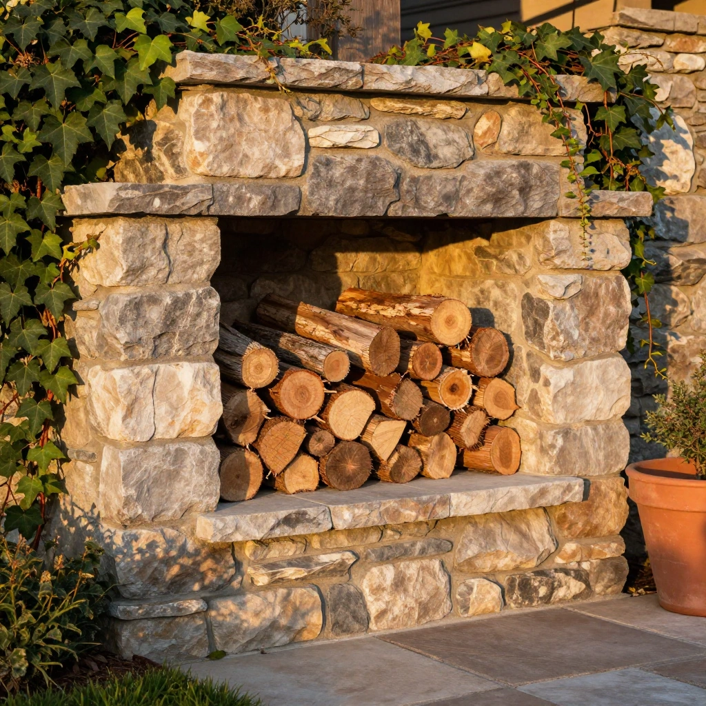 Stone or Brick Firewood Alcove