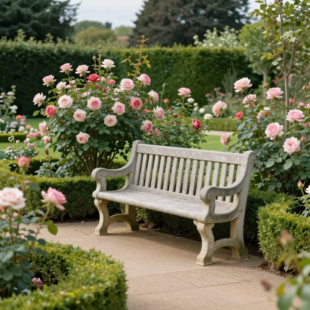 Stone or Concrete Garden Bench