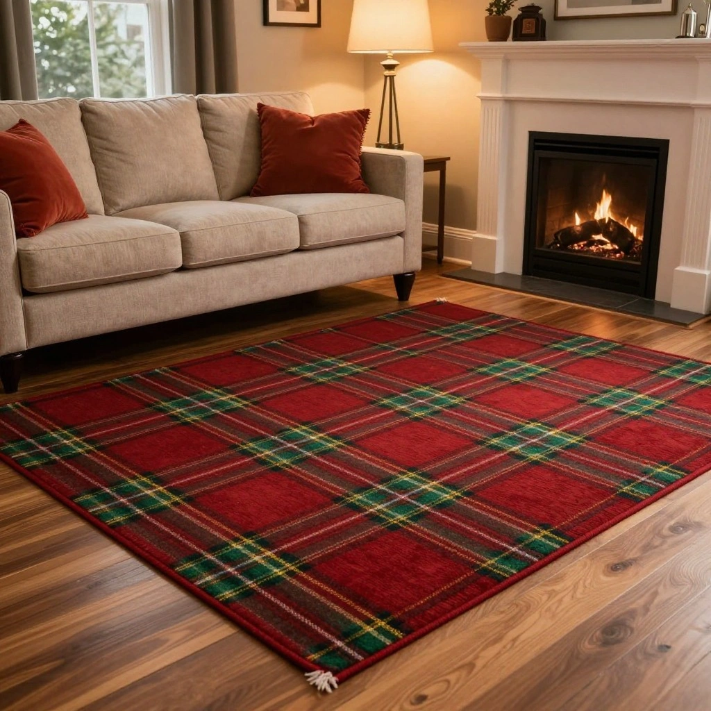 Warm Plaid or Tartan Area Rug