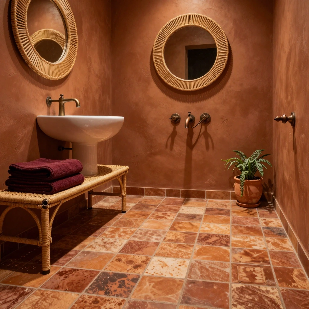 Warm Terracotta with Deep Burgundy Accents