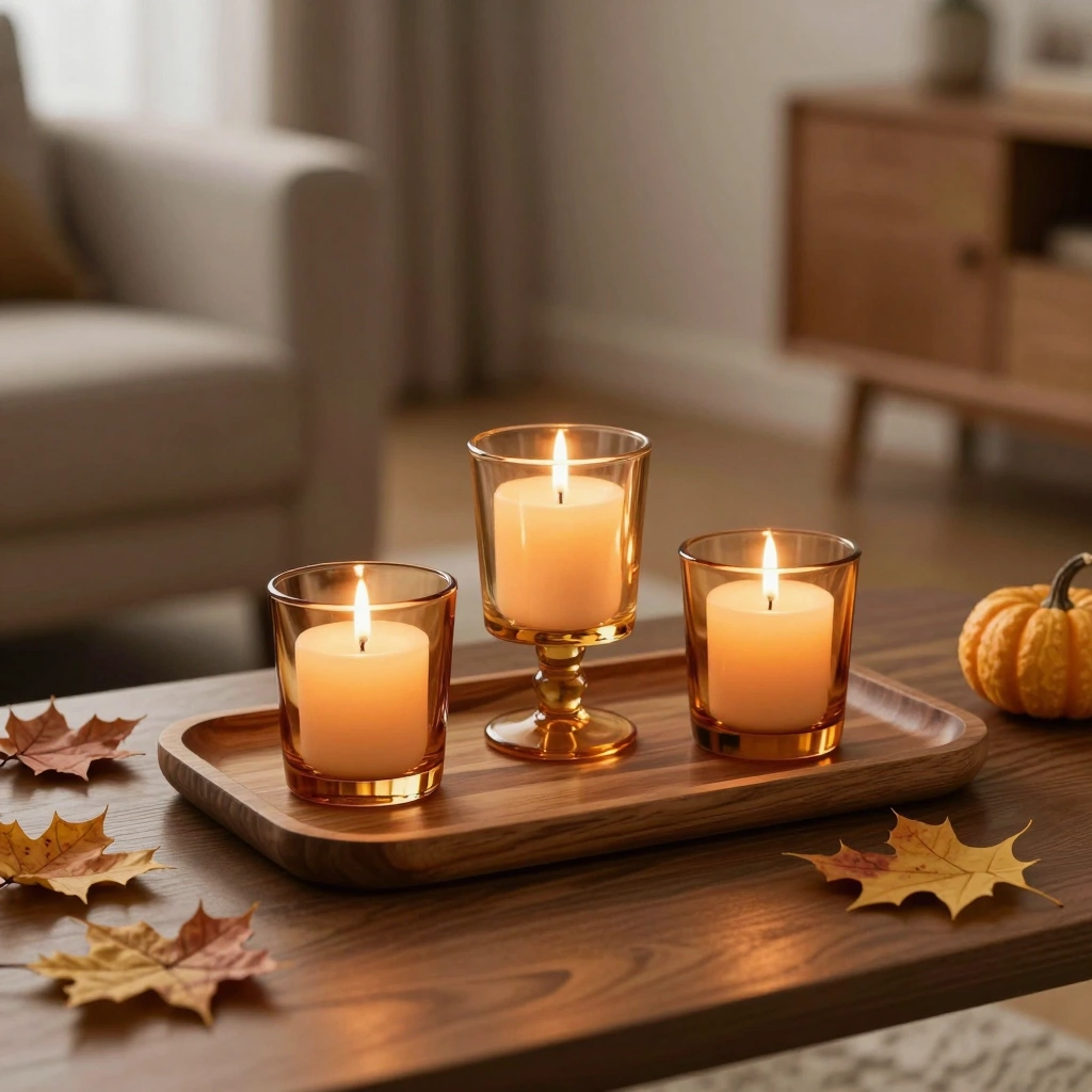 Autumn-Scented Candles in Stylish Holders