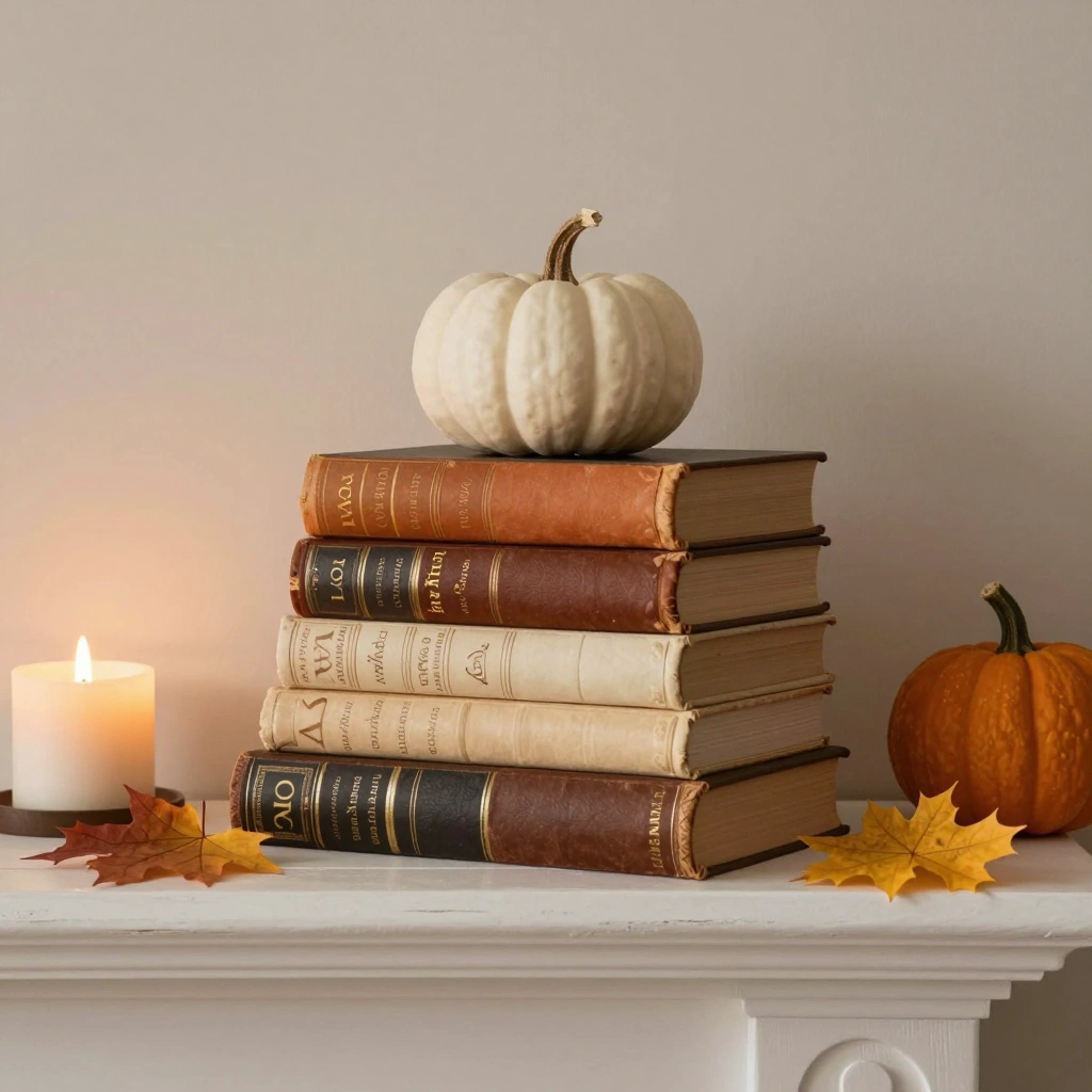 Cozy Layered Books & Candles