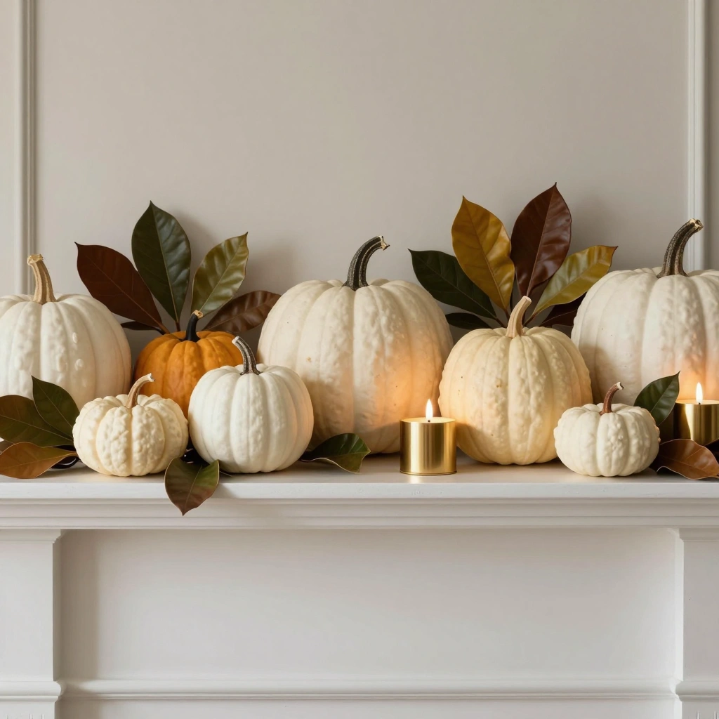 Elegant White Pumpkin Display