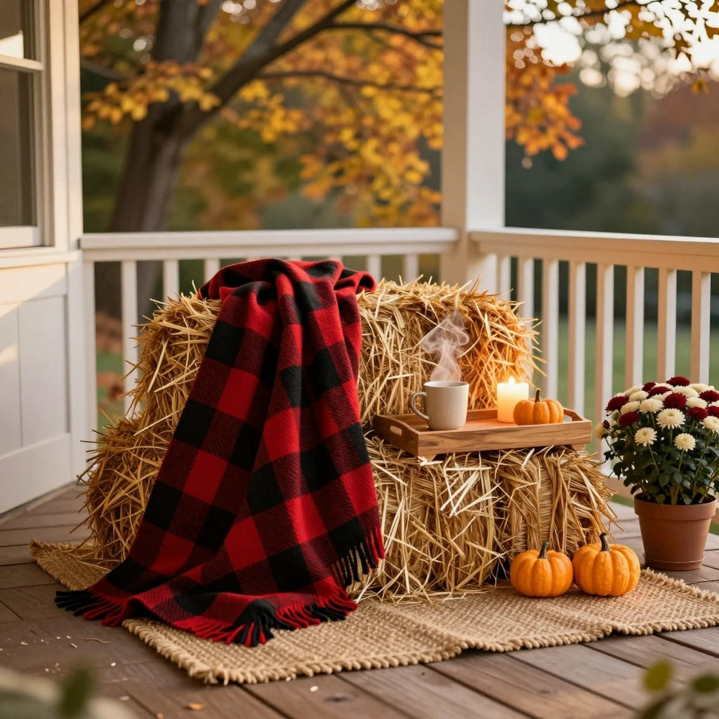 Rustic Hay Bale Seating Corner