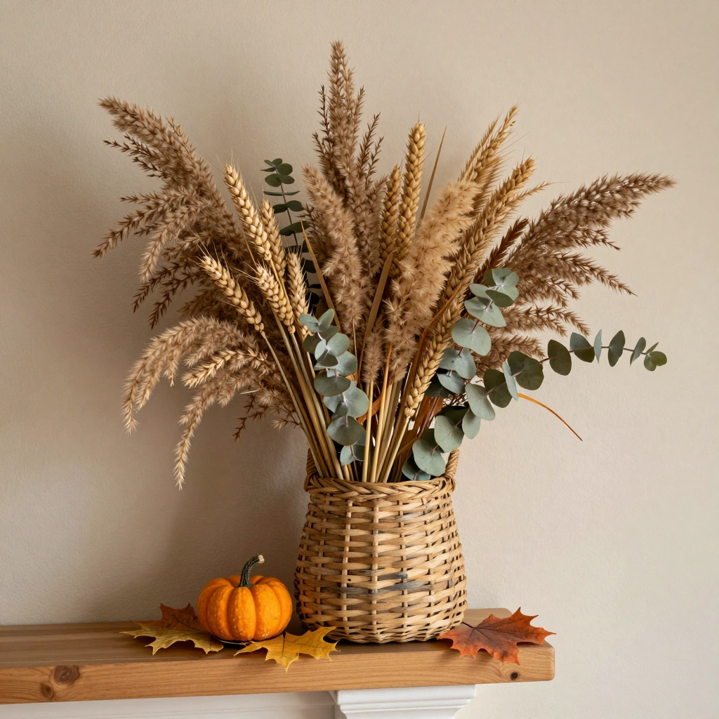 Woven Basket with Dried Florals